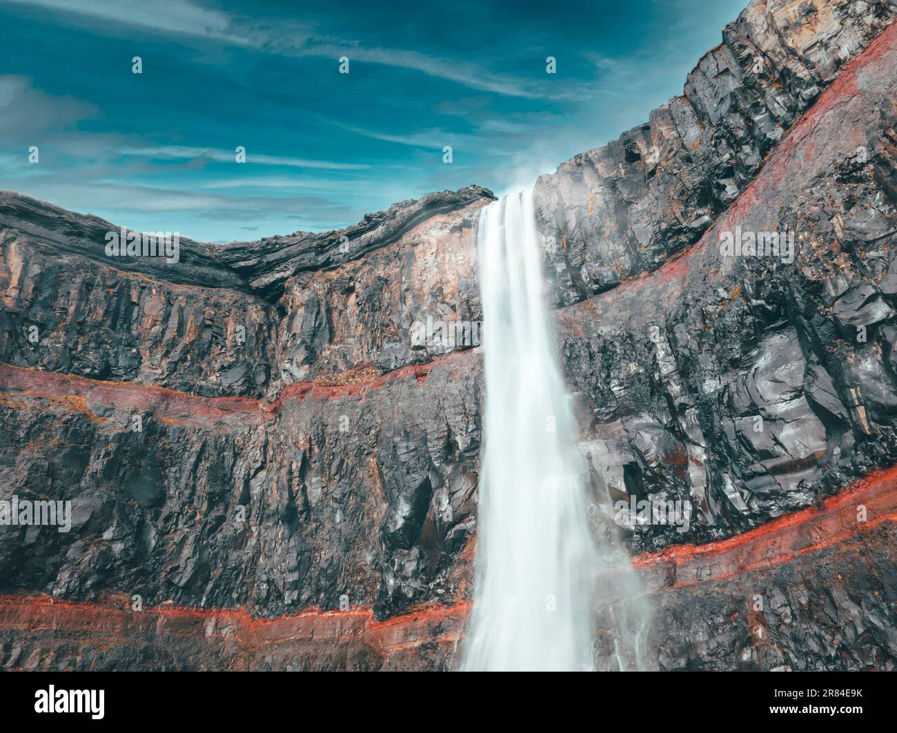 Hengifoss Wasserfall, Island. Stockfoto