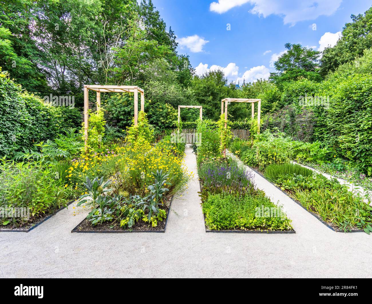 „Le Jardin Patchwork“ / „ The Patchwork Garden“ Zierausstellung im Domaine de Chaumont-sur-Loire, Loir-et-Cher (41), Frankreich. Stockfoto
