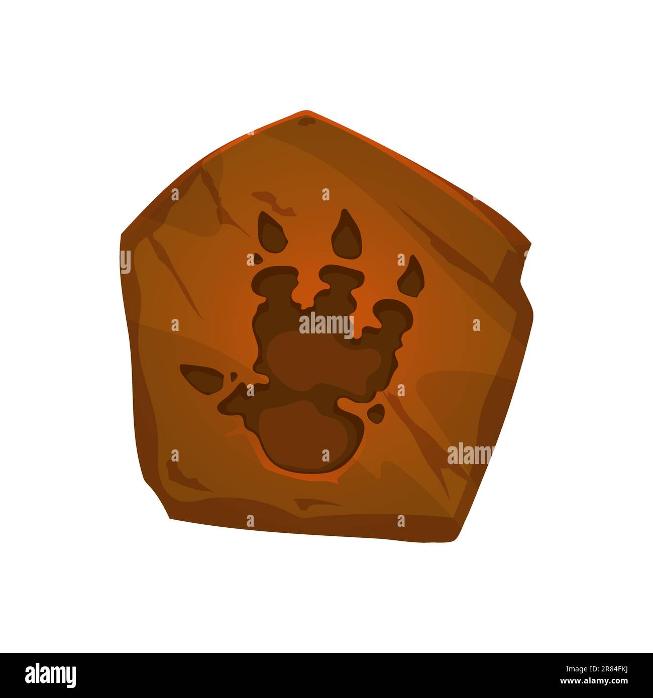 Jurassic-Dinosaurier-Cartoon-Fußabdruck, archäologisches Fossil. Jurassic era Dino Paleontology Science Footprint, prähistorische Monsterkrallen archäologische Steinprägung oder ausgestorbene Reptilien Fossil Foot Vector Track Stock Vektor