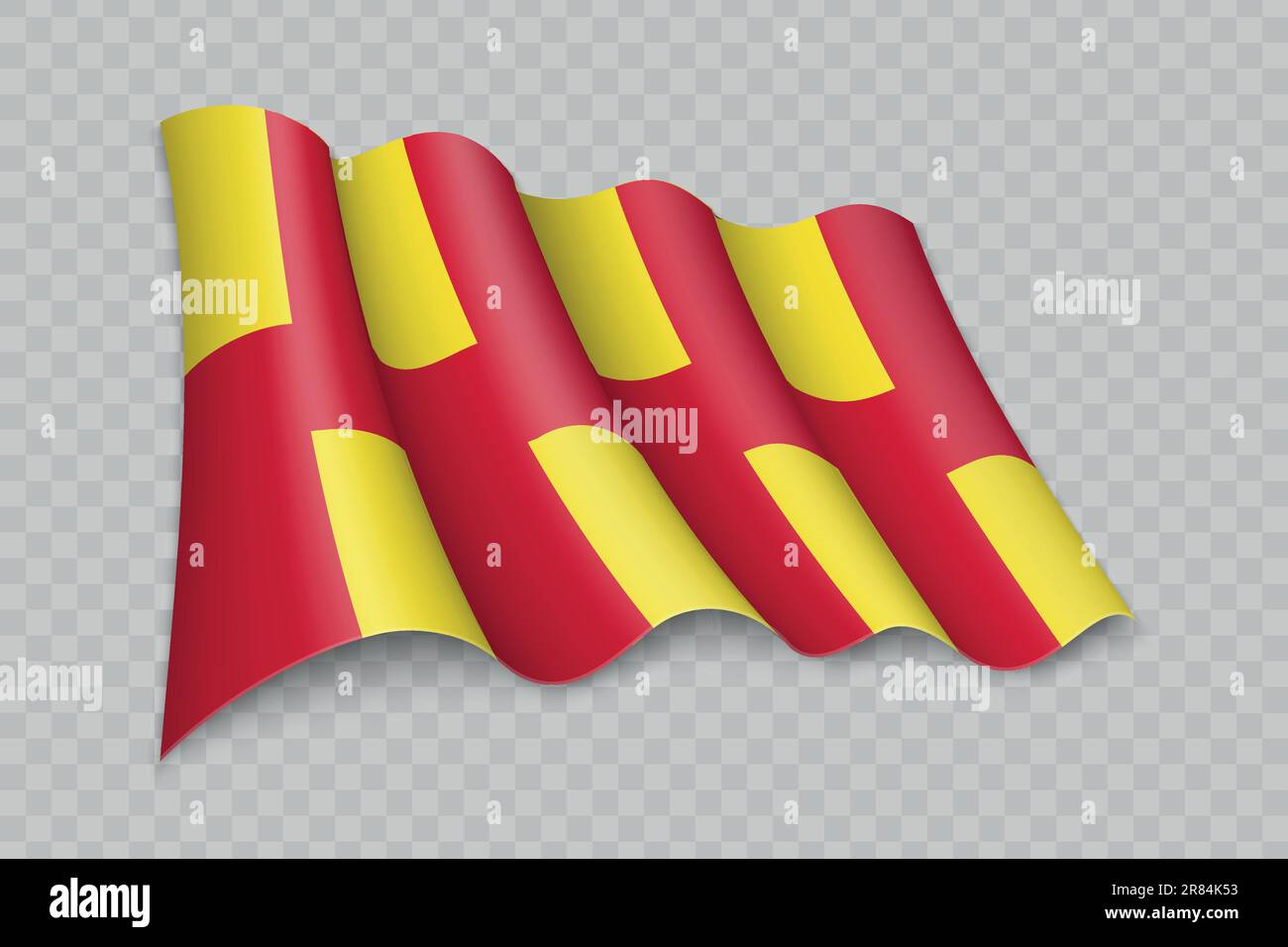 3D Realistic Waving Flag of Northumberland ist eine Grafschaft von England auf transparentem Hintergrund Stock Vektor