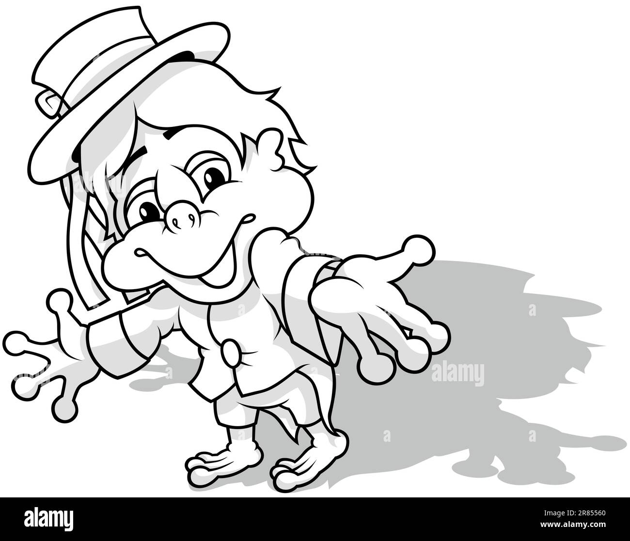 Zeichnung eines lächelnden Wassermanns mit Hut Stock Vektor