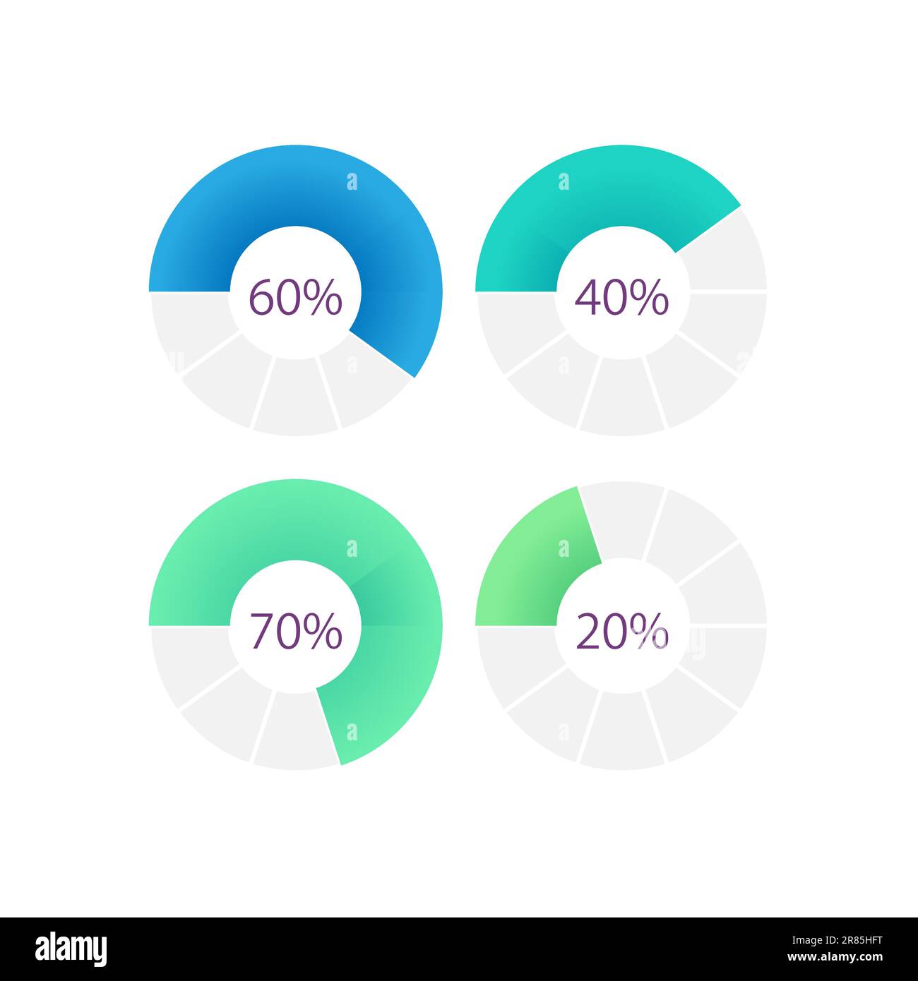 Vorlagensatz für Infografik-Design für Donut-Diagramme Stock Vektor