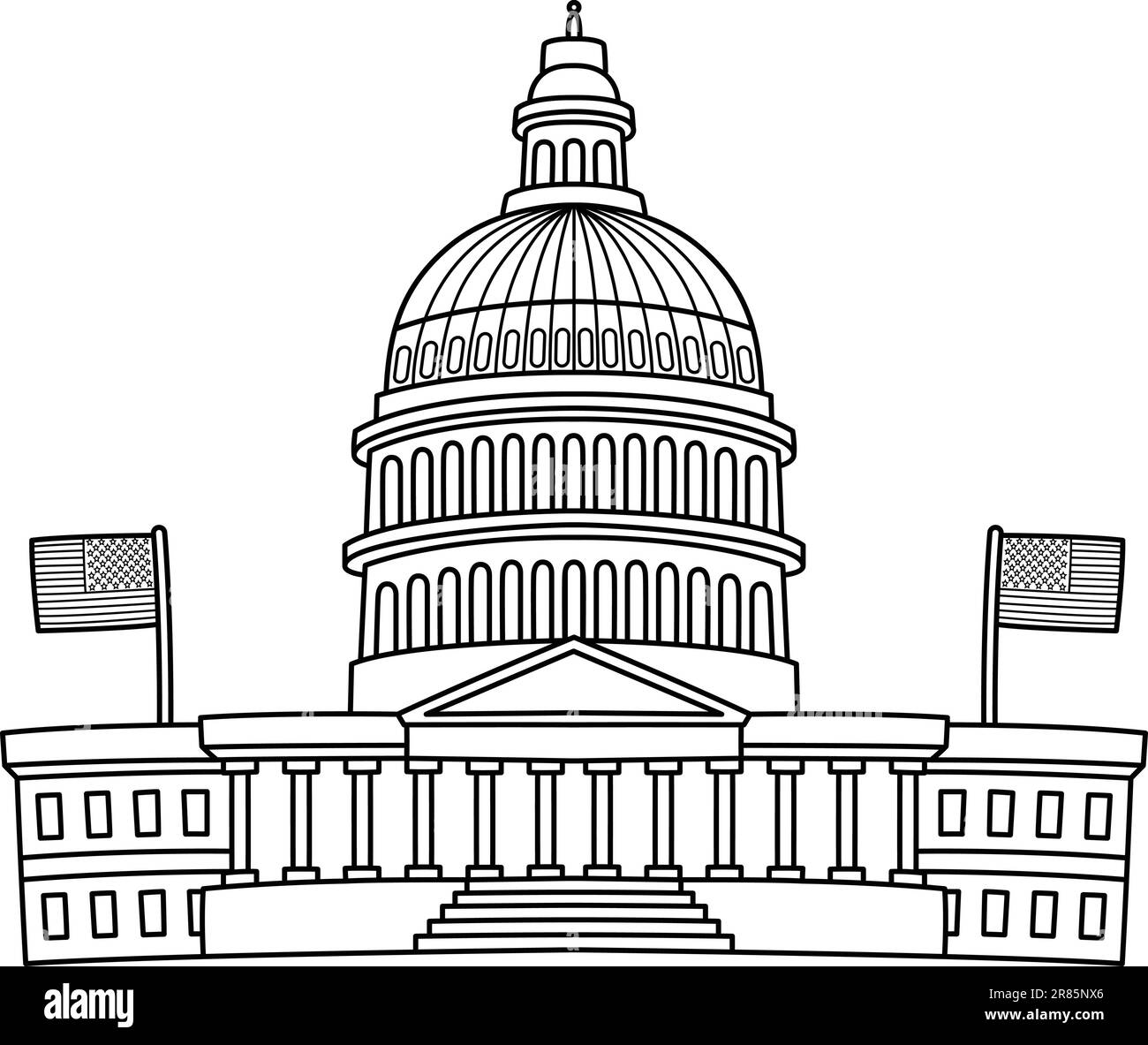 4. Juli Capitol Fourth Isolated Coloring Stock Vektor