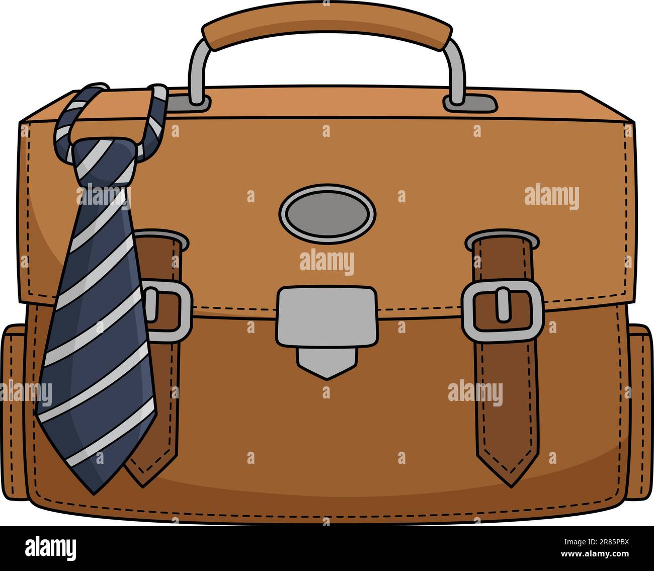 Aktentasche mit Krawatte Cartoon mit farbigem Clipart Stock Vektor