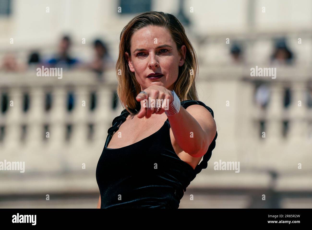 Actress Rebecca Ferguson poses for photographers on the red carpet of