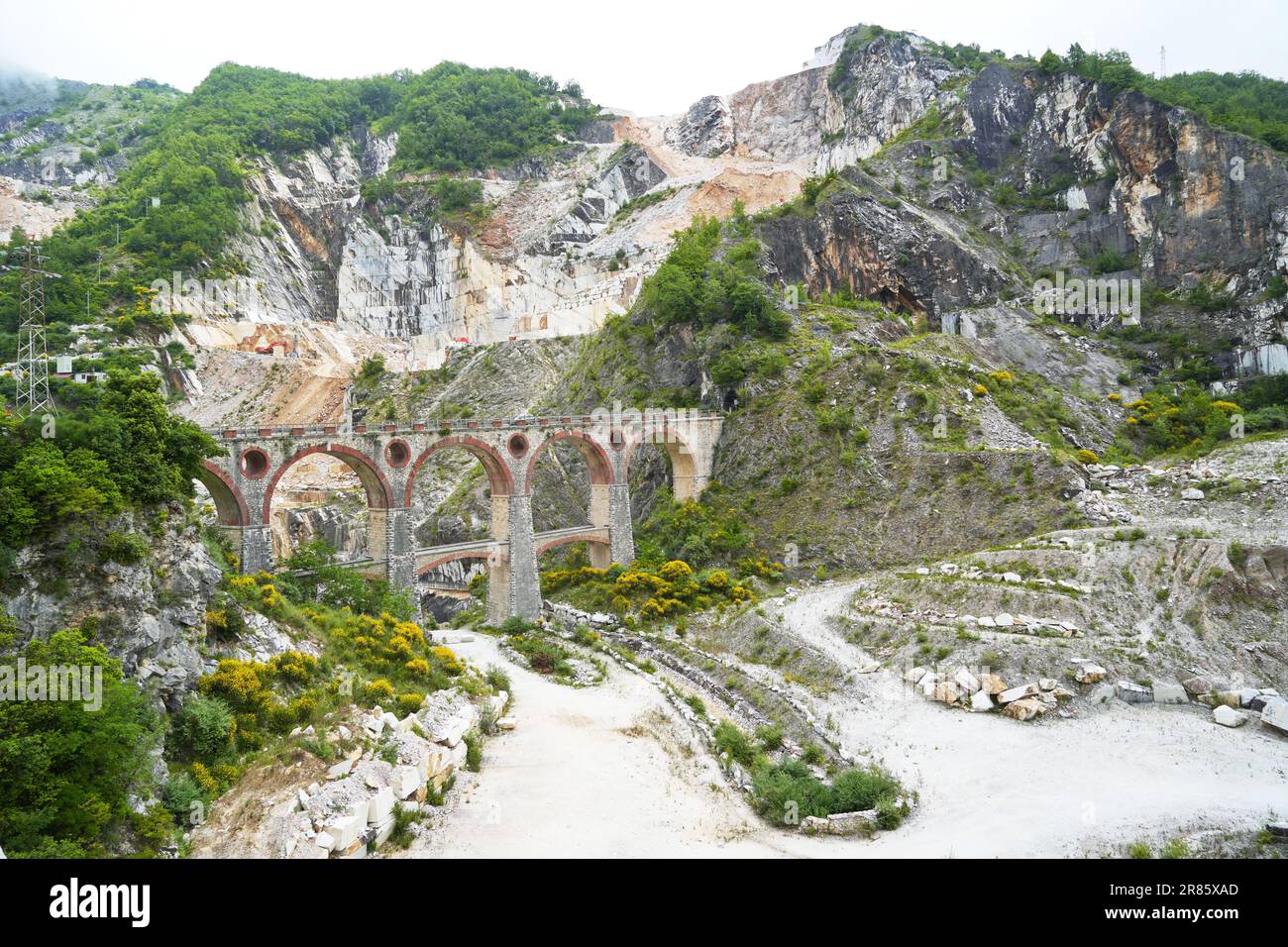 Ponti di Vara Brücken in Carrara Marmorbrüchen, Toskana, Italien Stockfoto