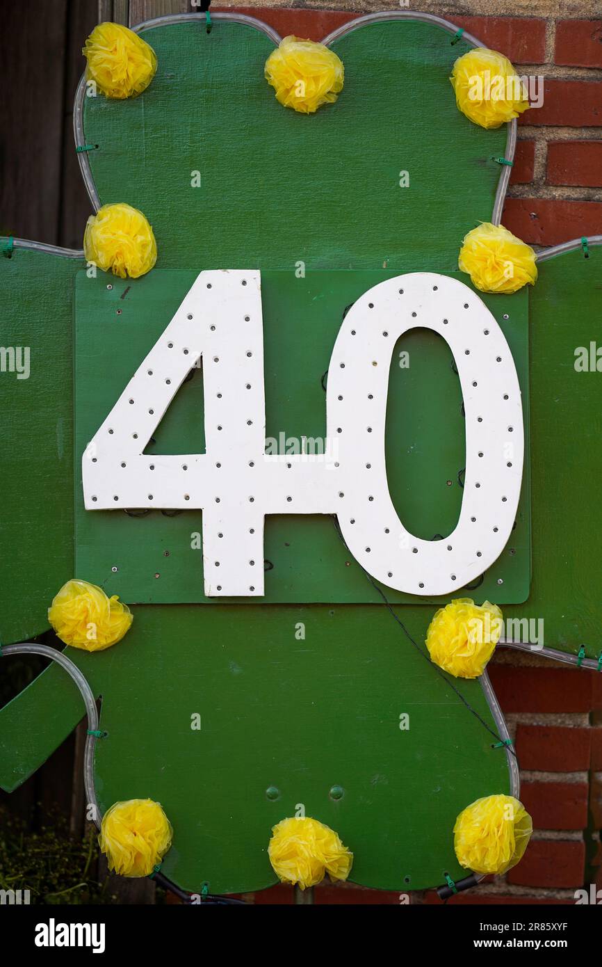 Festliche Einrichtung mit eigenen Händen, die Nummer 40. DIY. Stockfoto