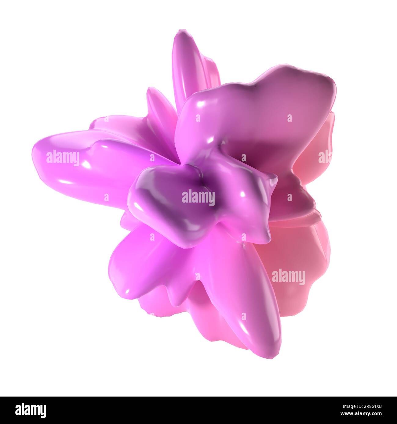 abstrakte 3D-Form mit kugelförmigem Element. Perlmutt-Spritzer. Realistische Darstellung einer flüssigen Substanz. Trendiges Banner- oder Posterdesign Stockfoto