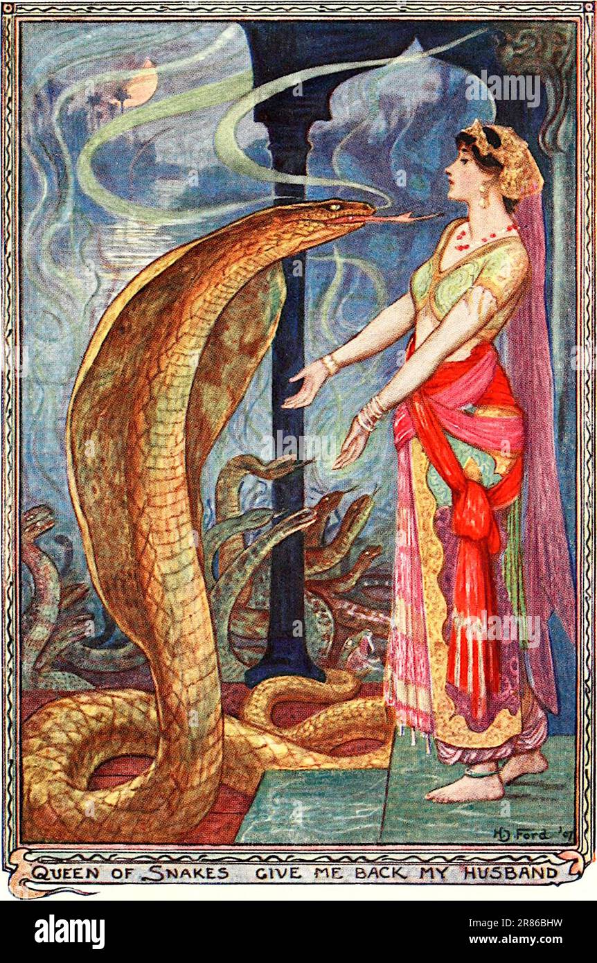 Henry Justice Ford - Königin der Schlangen - Illustration aus Andrew Langs „The Olive Fairy Book“ - 1907 Stockfoto