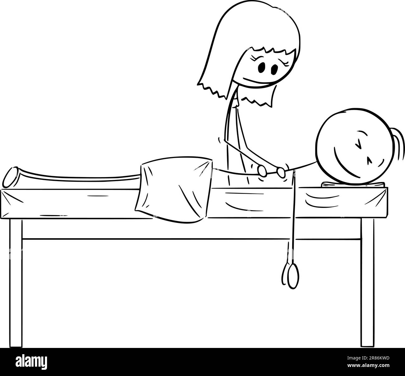 Rückenmassagetherapie, Vektor-Cartoon-Stick-Abbildung Stock Vektor