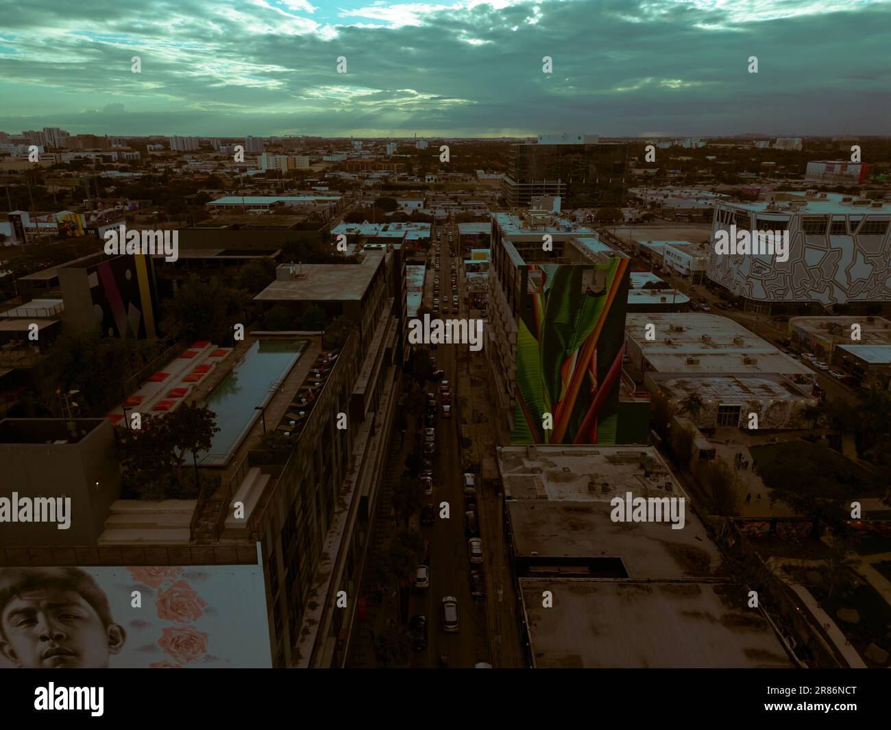 Wynwood Art District Drohnenschuss Stockfoto