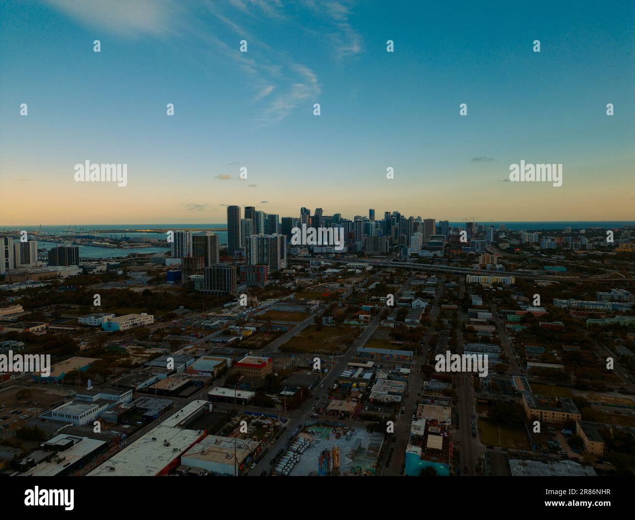 Downtown Miami Und Wynwood Drohne Shot Stockfoto