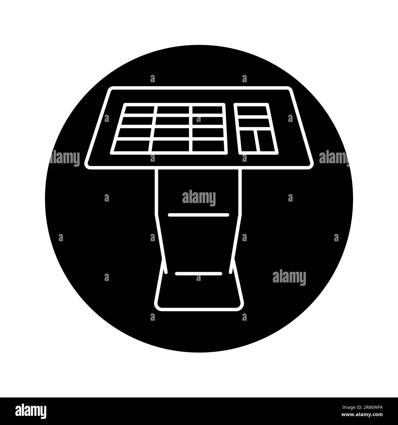 Schwarzes Symbol für den interaktiven Informationskiosk. Selbstbedienungs-Piktogramm für Webseite, mobile App, Aktion. Stock Vektor