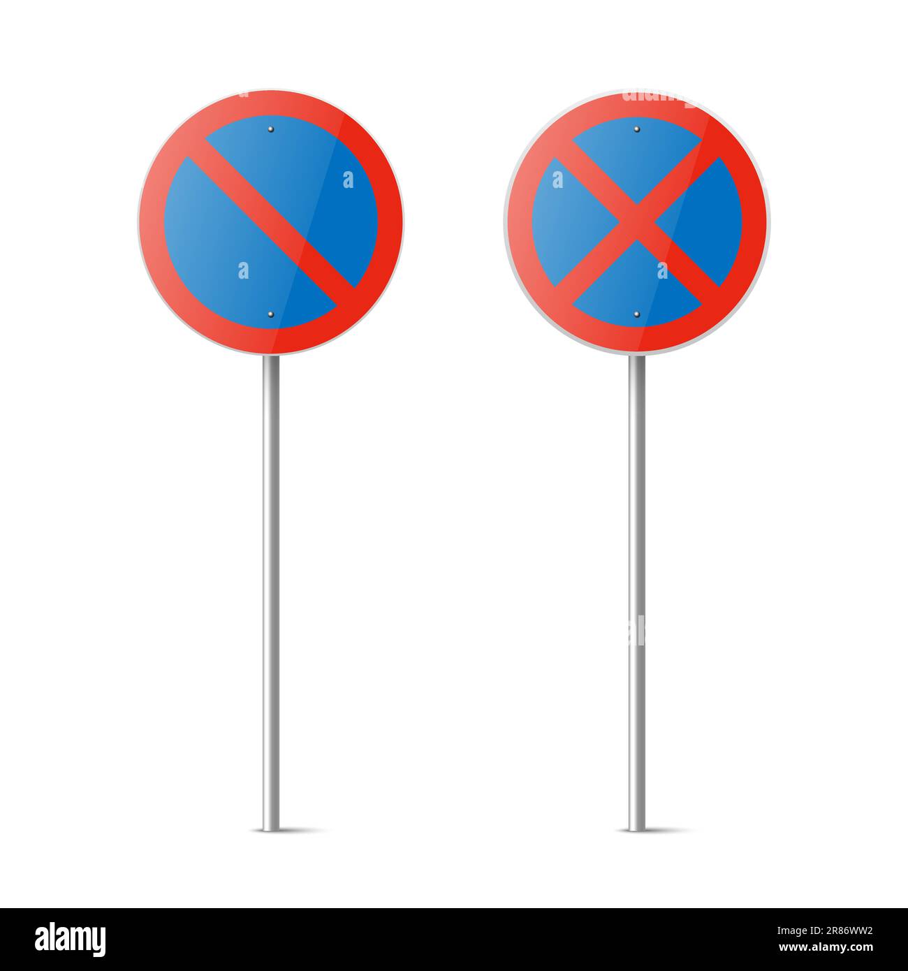 Ferbotzeichen Mit Pfeilen Vector Blau und Rot rund Verbotsschilder Symbolsatz - Parken verboten