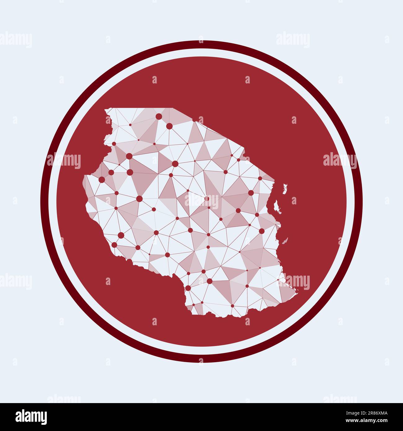 Tansania-Ikone. Trendiges Tech-Logo des Landes. Rundes Design mit geometrischem Mesh. Technologie, Internet, Netzwerk, Telekommunikationskonzept. Vektor-Illustration Stock Vektor