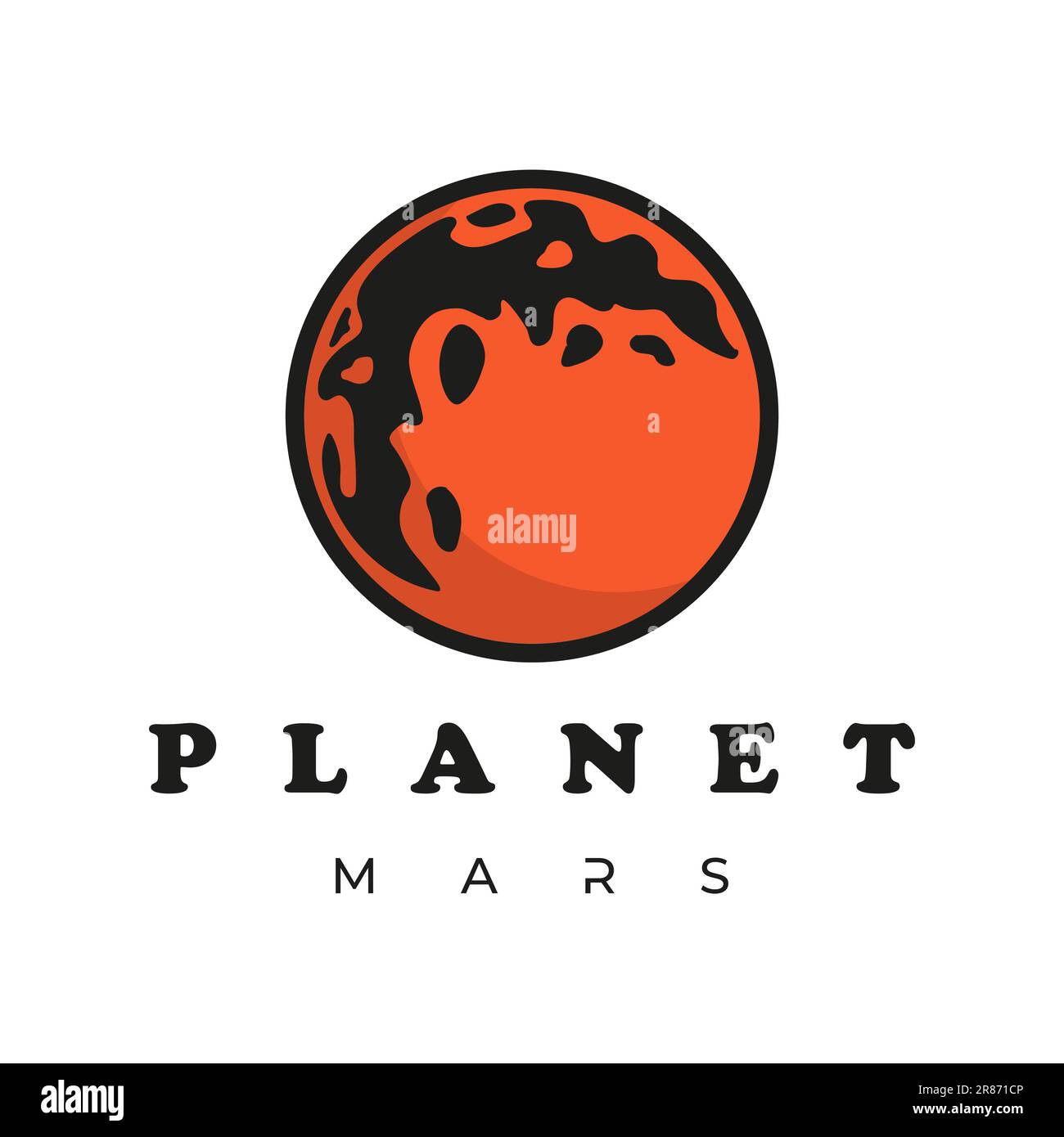 Retro Red Mars Planet Symbol Illustration für Outer Space Science Logo Design Vector,Vorlage,Symbol Stock Vektor