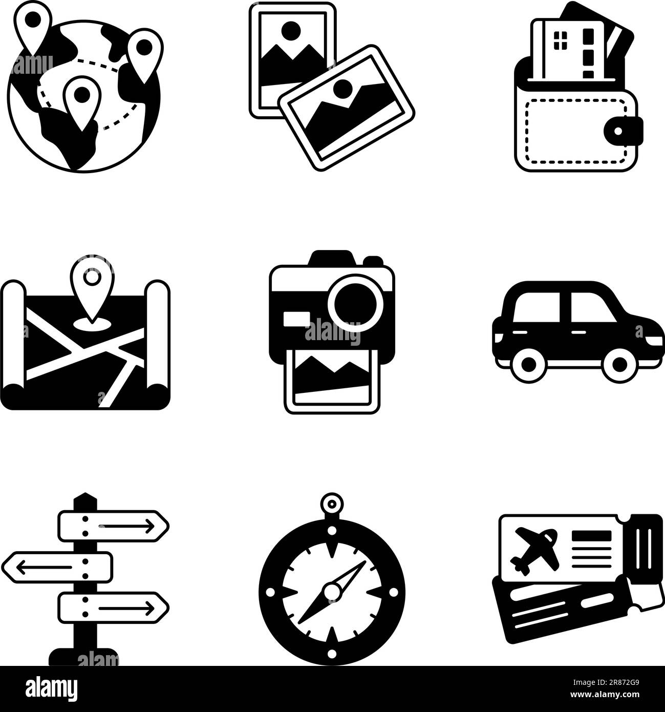 Tourismus- und Reisedynamik in Glyph Solid Style Stock Vektor