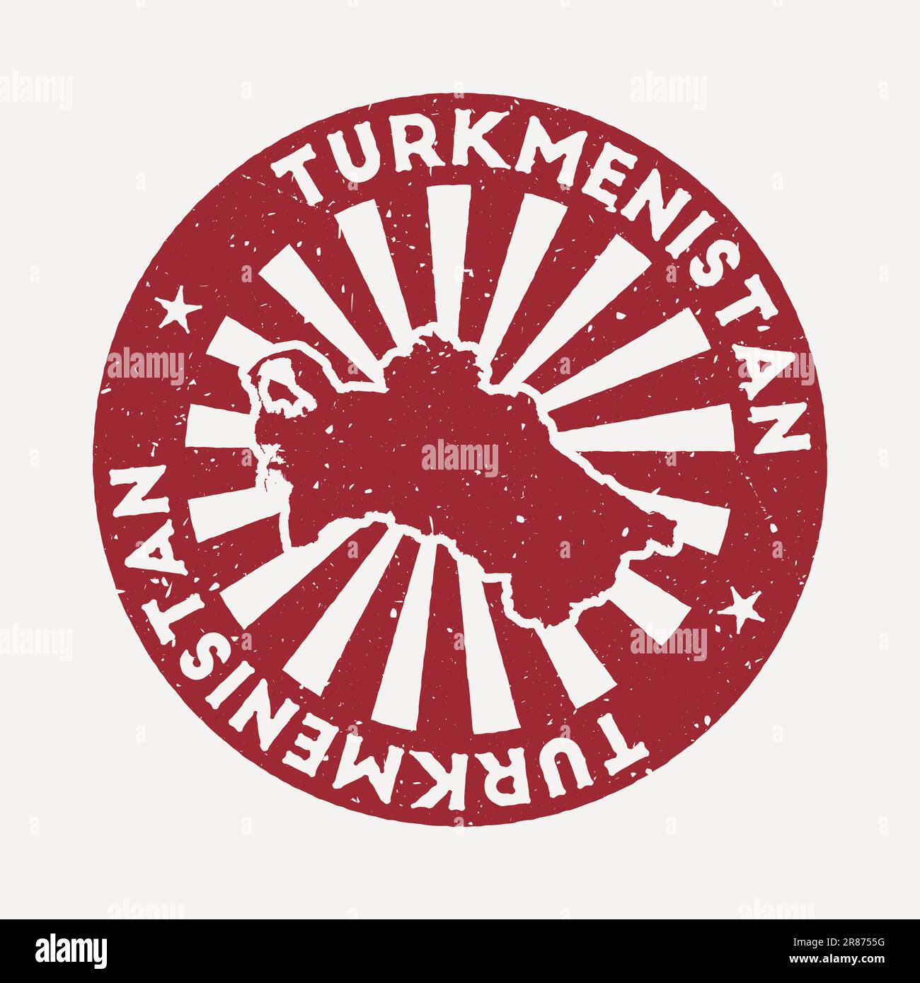 Turkmenistan-Stempel. Roter Gummistempel mit Landkarte, Vektorillustration. Stock Vektor