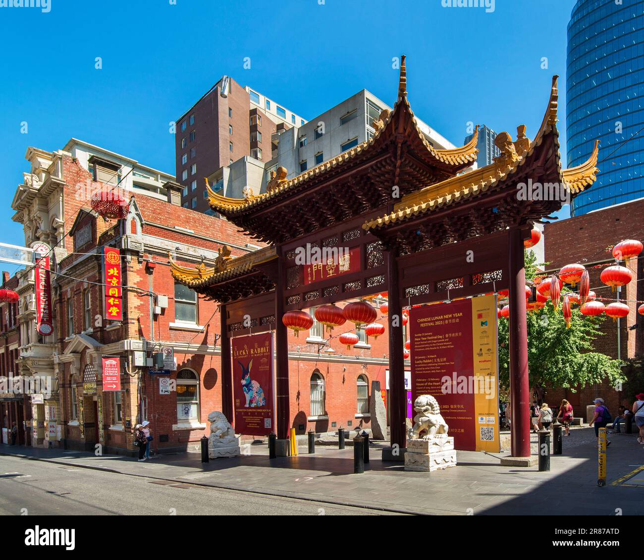 Chinatown Melbourne ist die längste ununterbrochene chinesische Siedlung in der westlichen Welt, Victoria, Australien Stockfoto