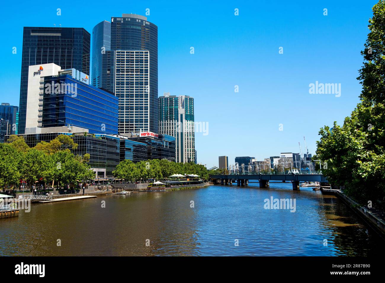 Melbourne Central Business District (CBD) und Yarra River, Victoria, Australien Stockfoto