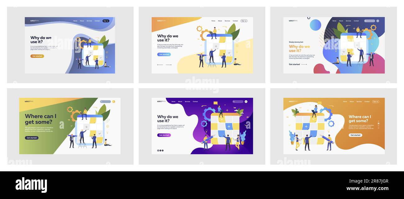 Eine Gruppe von Geschäftsleuten, die mit Scrum Board arbeiten Stock Vektor