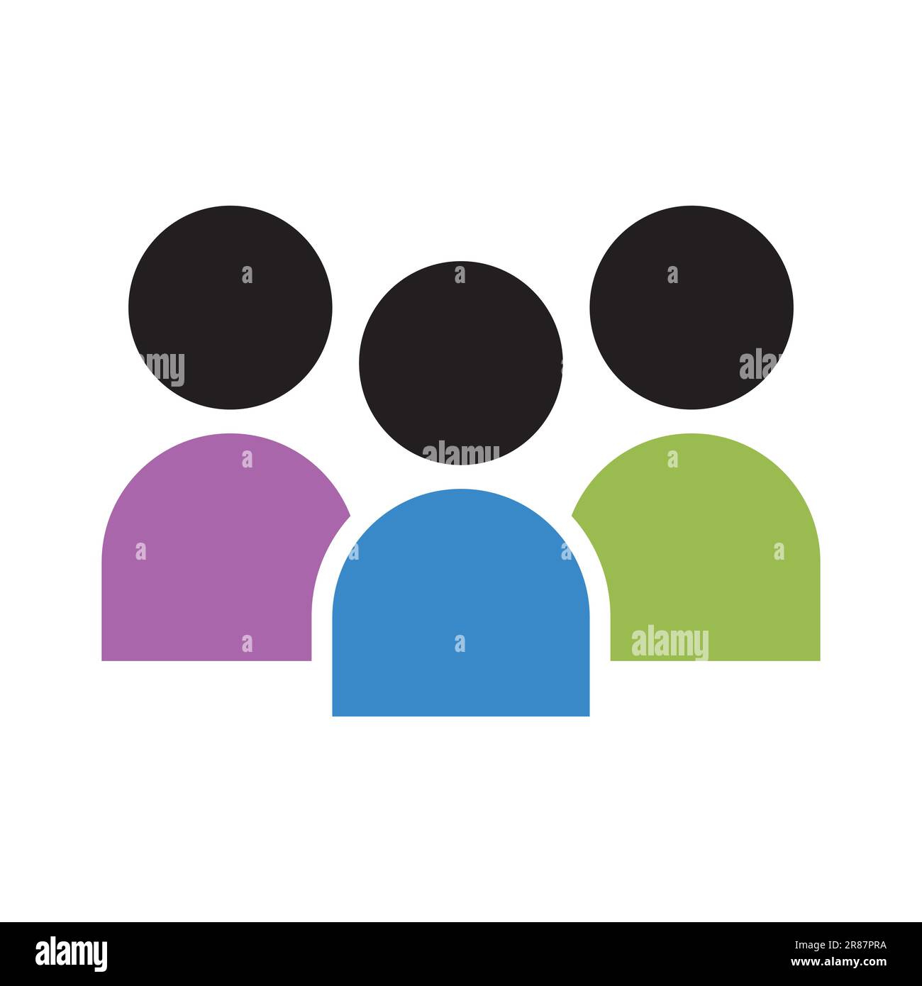 Profiling Von Kollektivfiguren. Symbol "Flache Formatvorlage Benutzer". Drei Menschliche Figuren. Stock Vektor