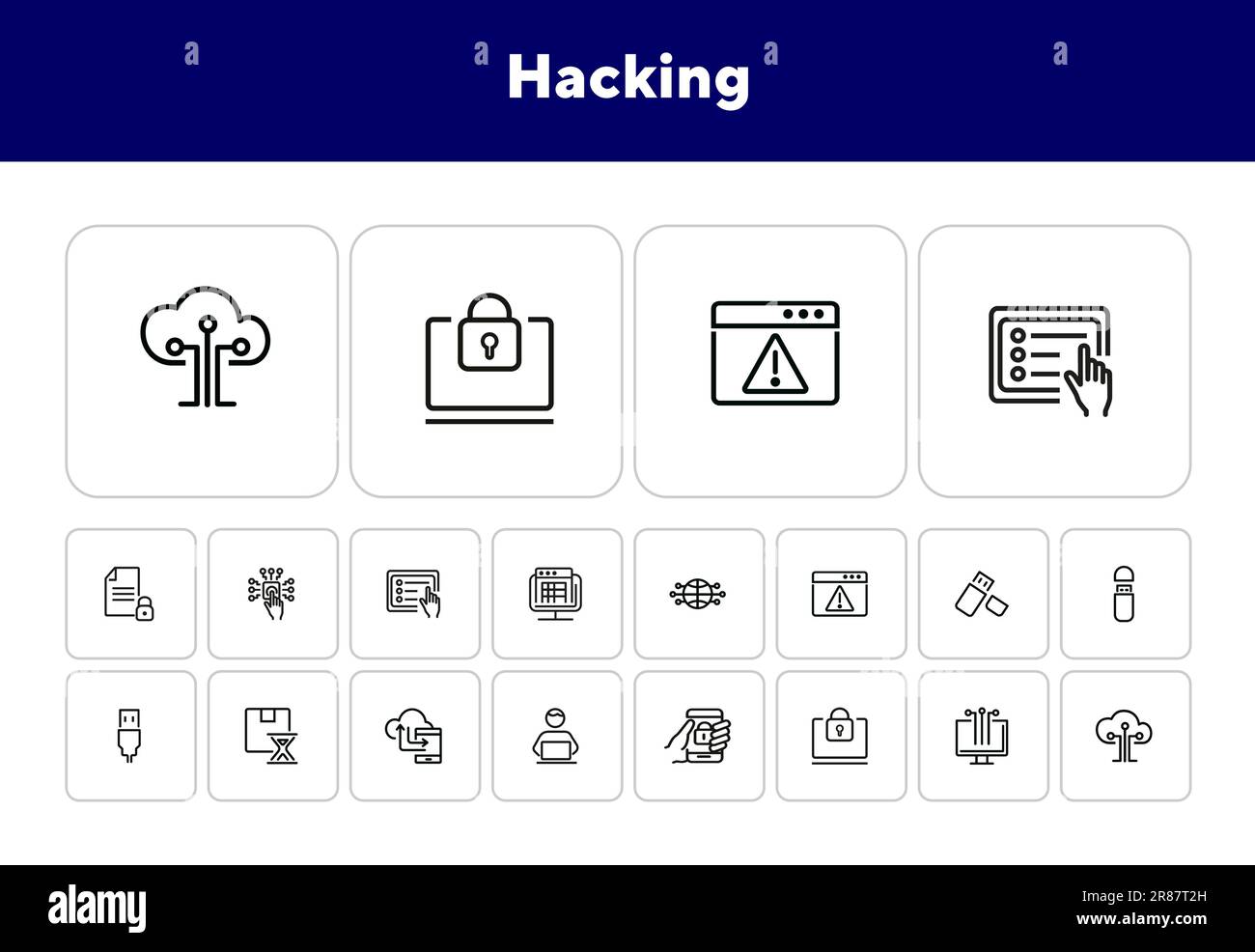 Symbolgruppe für Hacking-Zeilen Stock Vektor