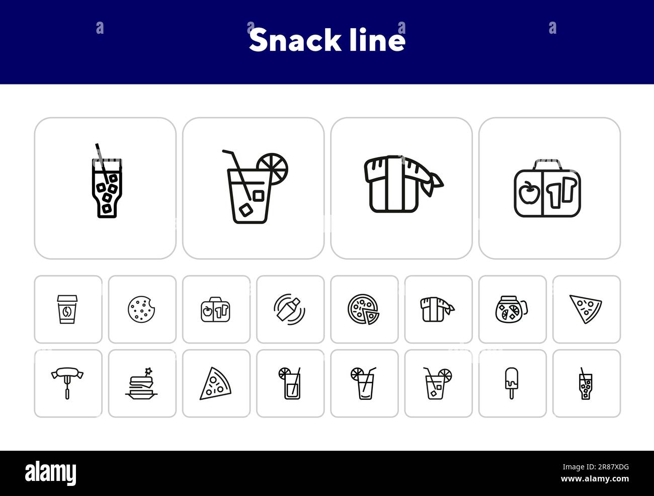 Symbole für Snack-Linien Stock Vektor
