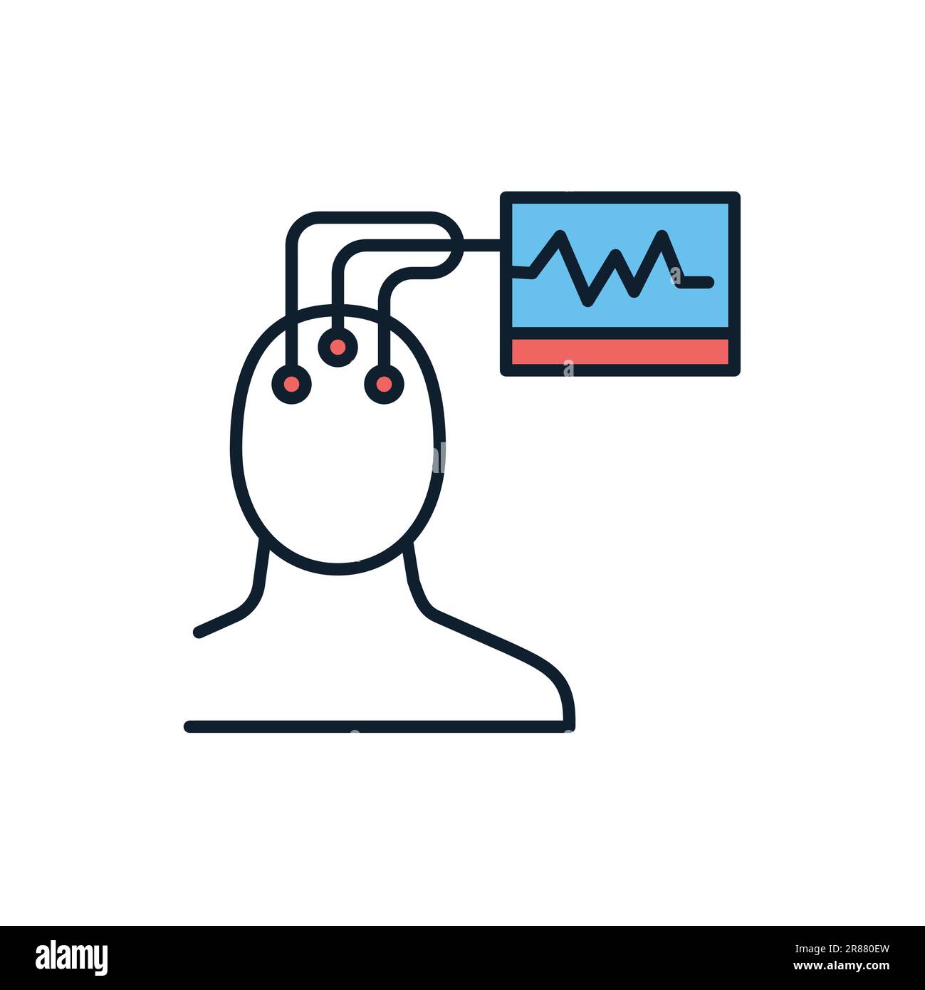 Elektroenzephalographie-bezogenes Vektorliniensymbol. Isoliert auf weißem Hintergrund. Vektordarstellung. Bearbeitbare Kontur Stock Vektor