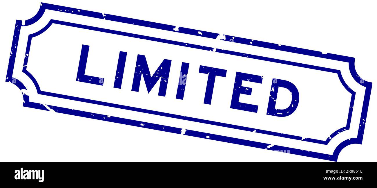 Grunge Blue Limited Word Gummidichtung auf weißem Hintergrund Stock Vektor