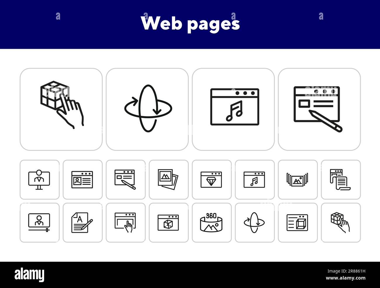 Symbolgruppe für Webseiten-Zeilen Stock Vektor