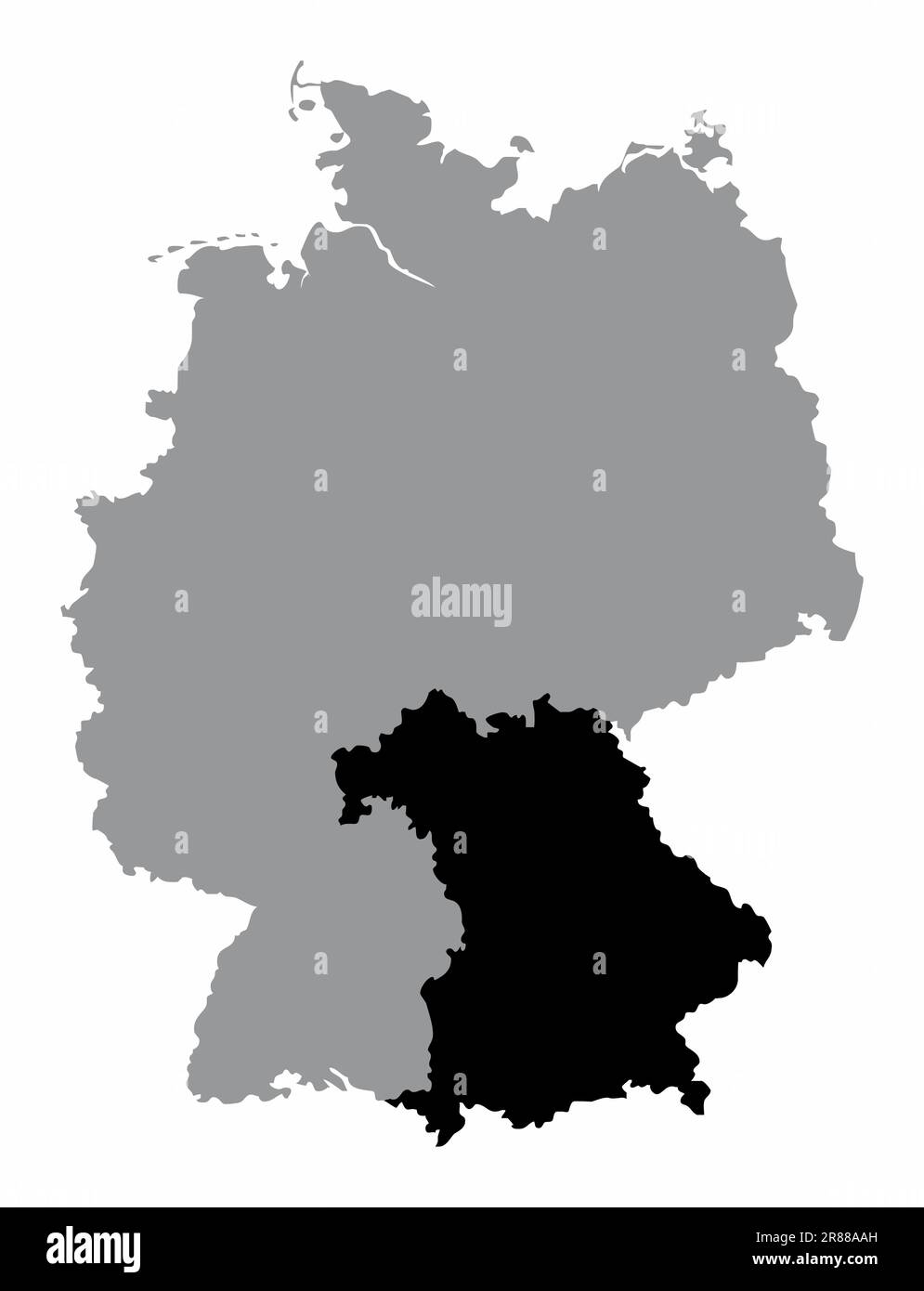 Bayerische Landkarte in Deutschland auf weißem Hintergrund Stock Vektor