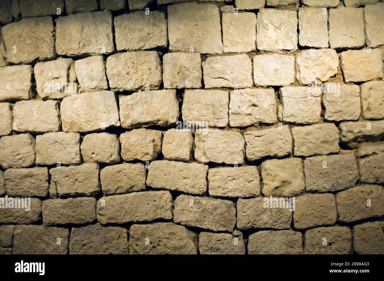 Museu d'Historia de la Ciutat, römisches Ziegelgebäude, Wand, Wand, Stadtmuseum, Überreste eines römischen Ziegelgebäudes, Barcelona, Katalonien, Spanien Stockfoto