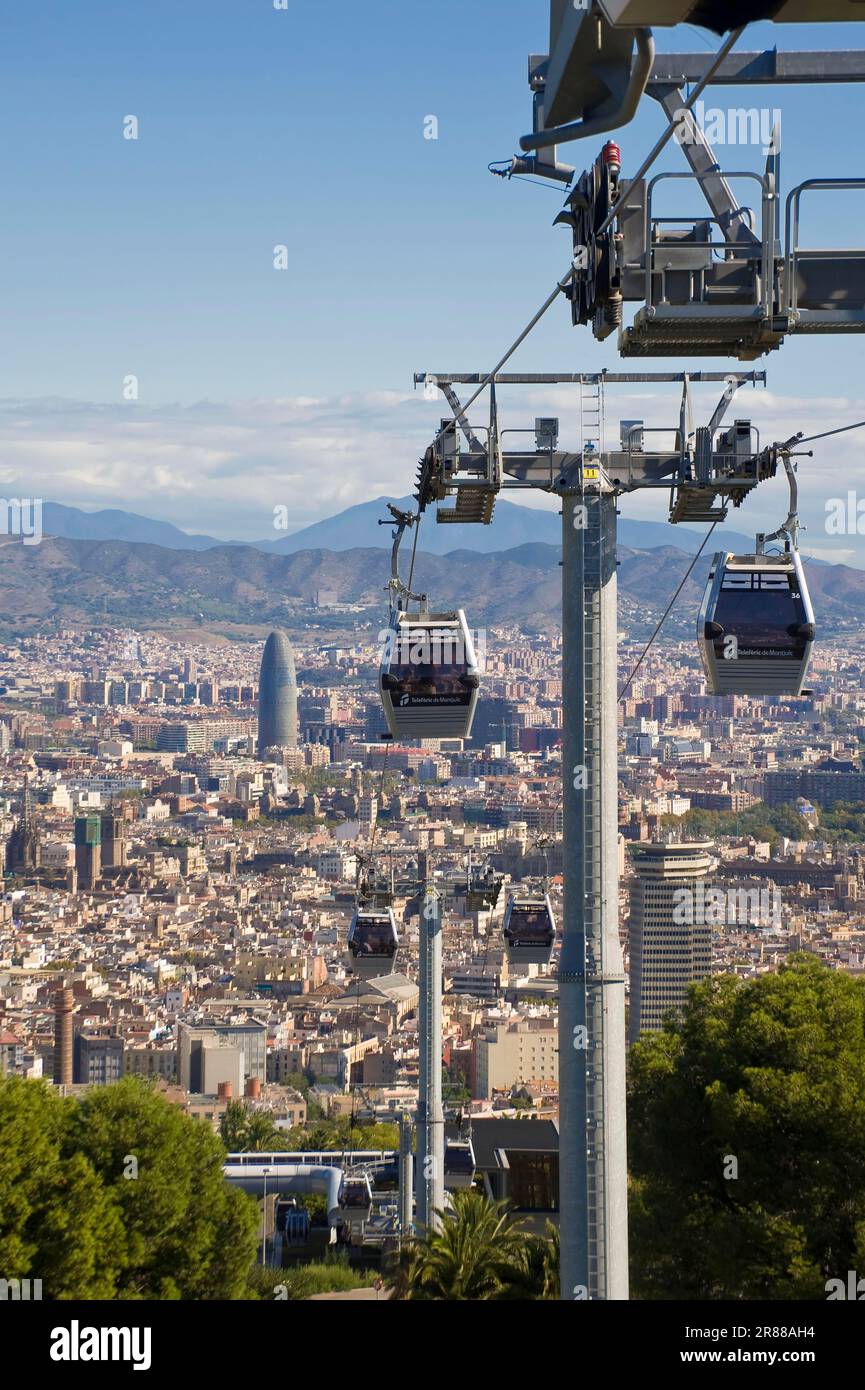 Montjuic Seilbahn, Barcelona, Katalonien, Spanien, Seilbahn