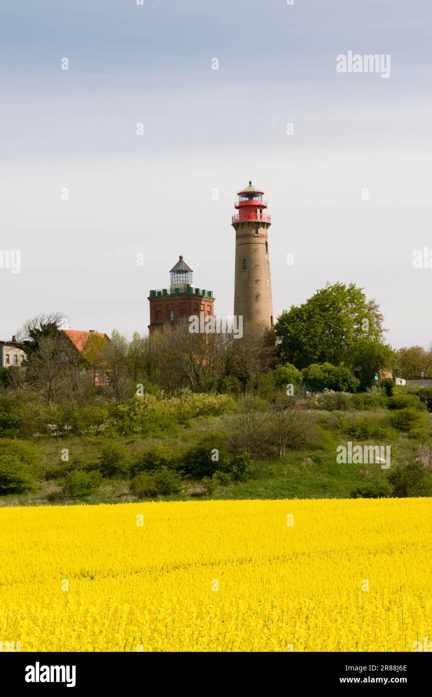 Alter und neuer Leuchtturm Schinkel, Kap Arkona, Insel Ruegen, Mecklenburg-Vorpommern, Deutschland Stockfoto