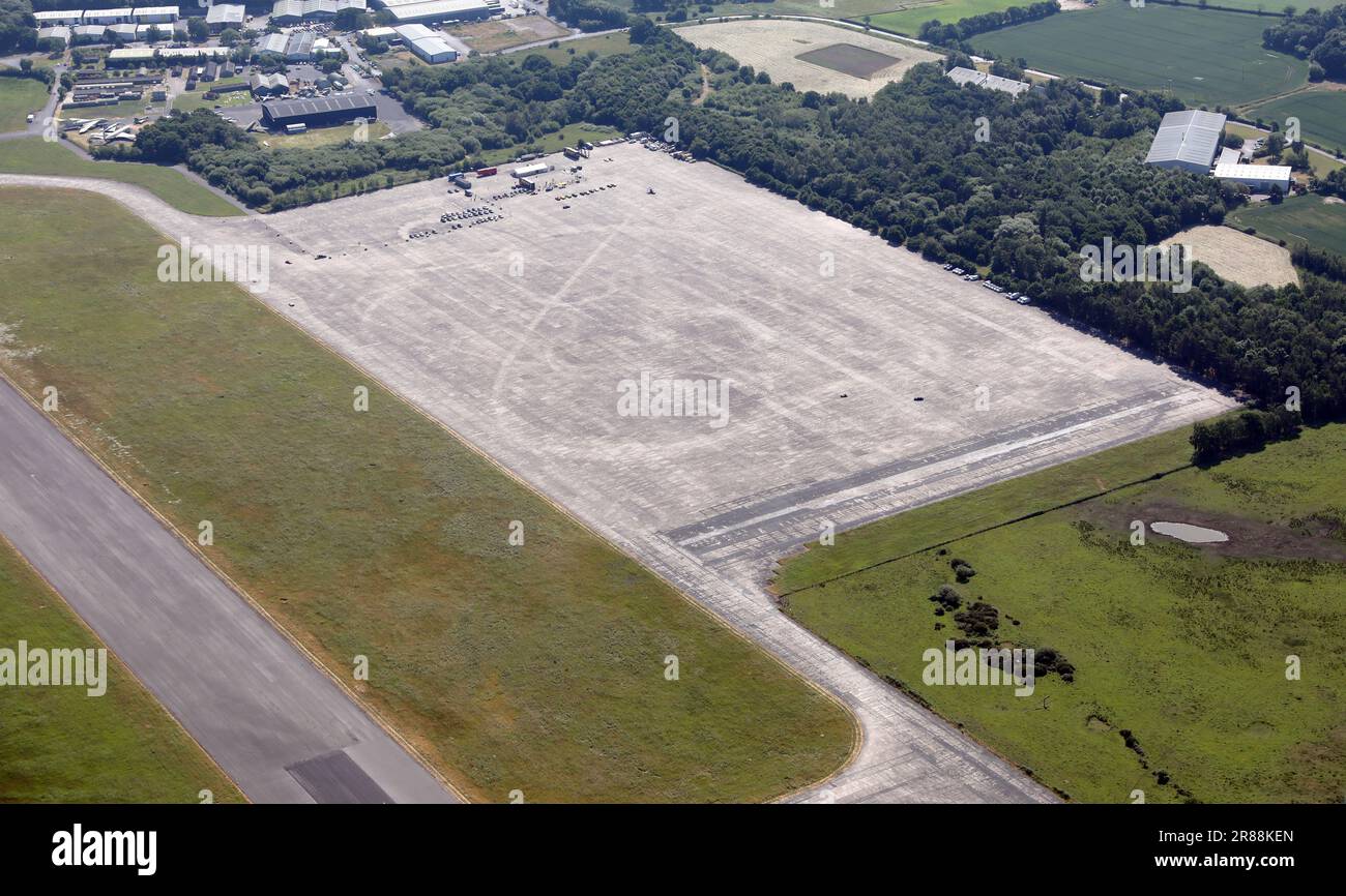 Luftaufnahme der Elvington Airfield Racetrack, nahe York, Großbritannien Stockfoto