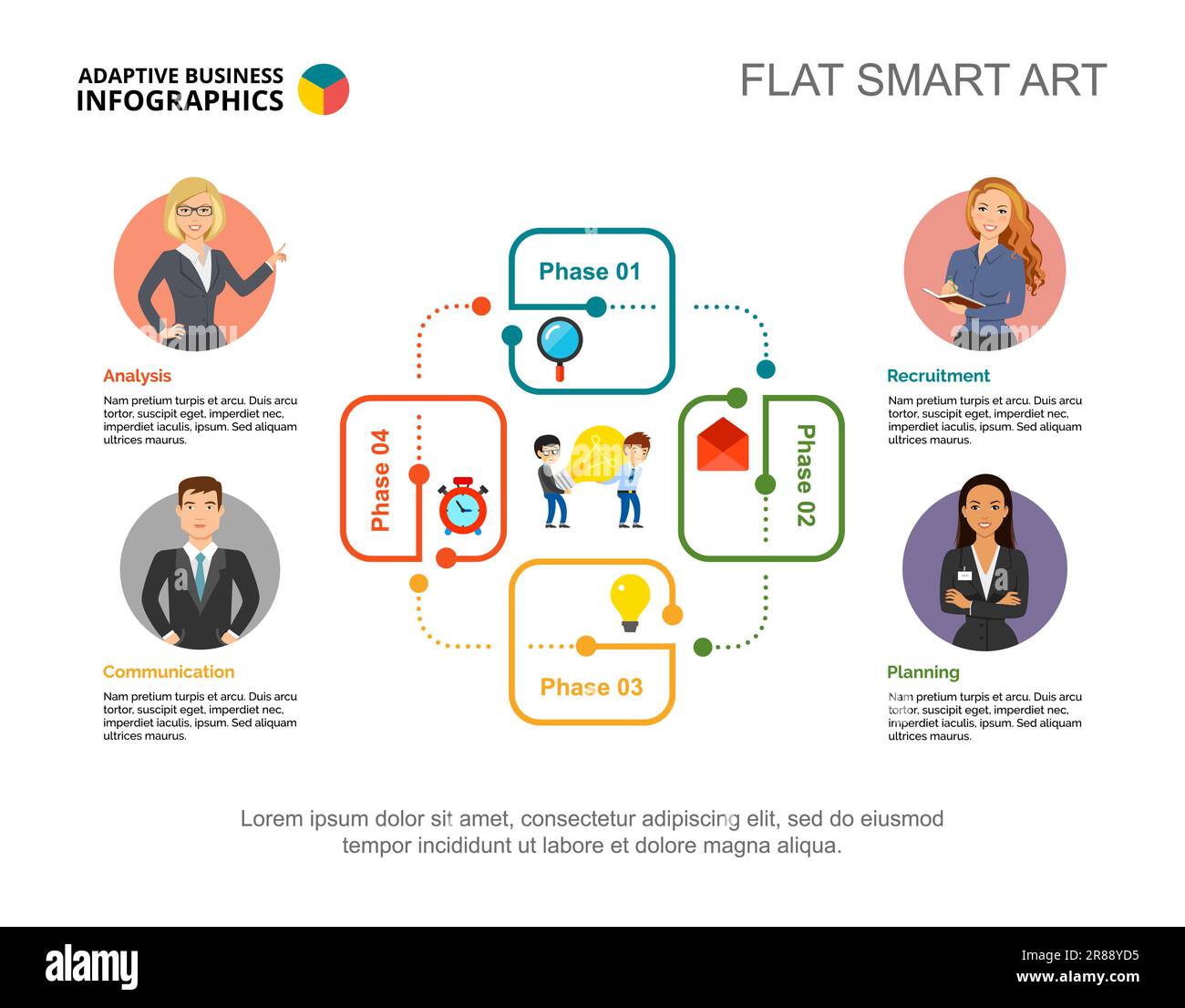 Folienvorlage Für Prozessdiagramme In Vier Schritten Stock Vektor