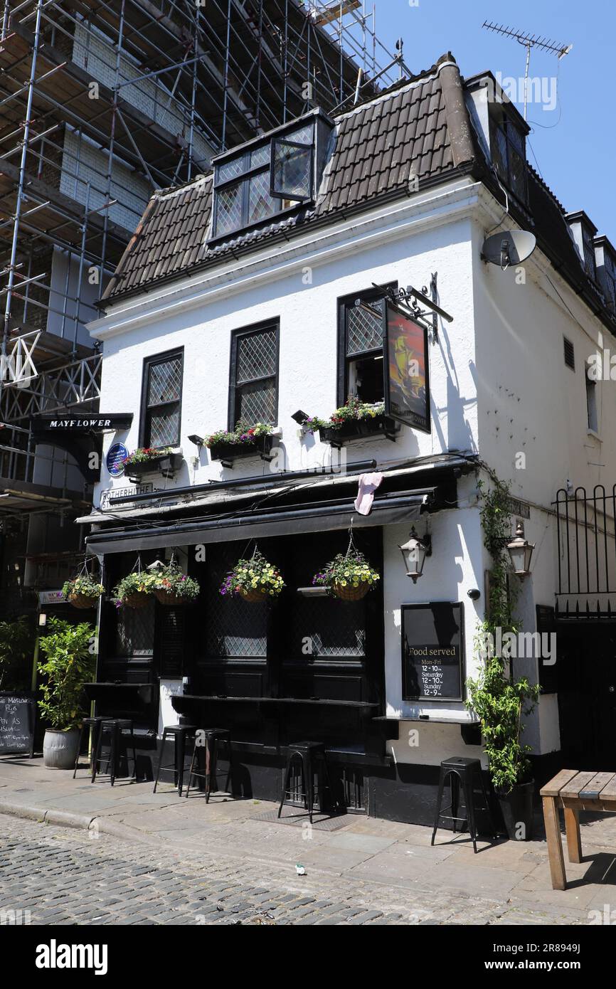 Außenansicht des Mayflower Pub Rotherhithe London, UK, Juni 2023 Stockfoto
