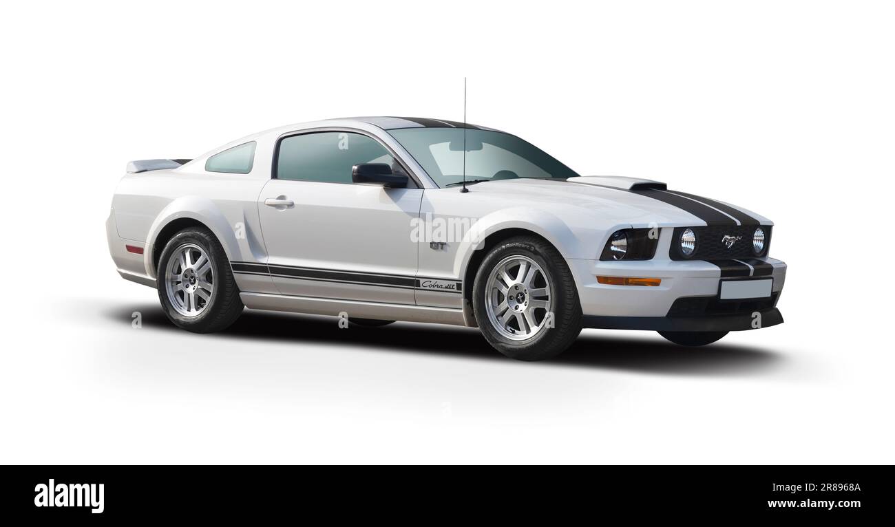 Ford Mustang Sportwagen isoliert auf weißem Hintergrund Stockfoto
