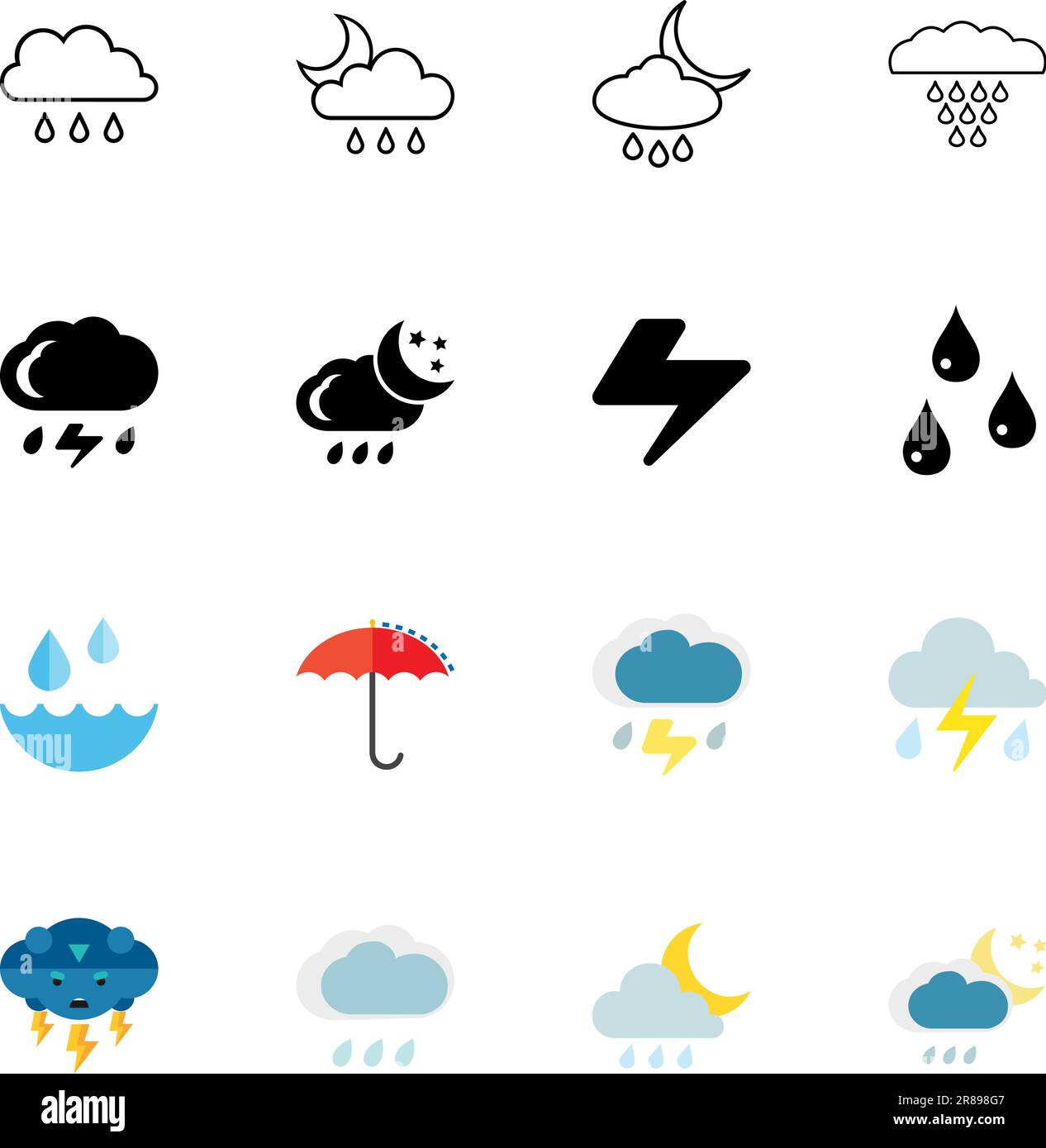 Symbolset für Regen Stock Vektor