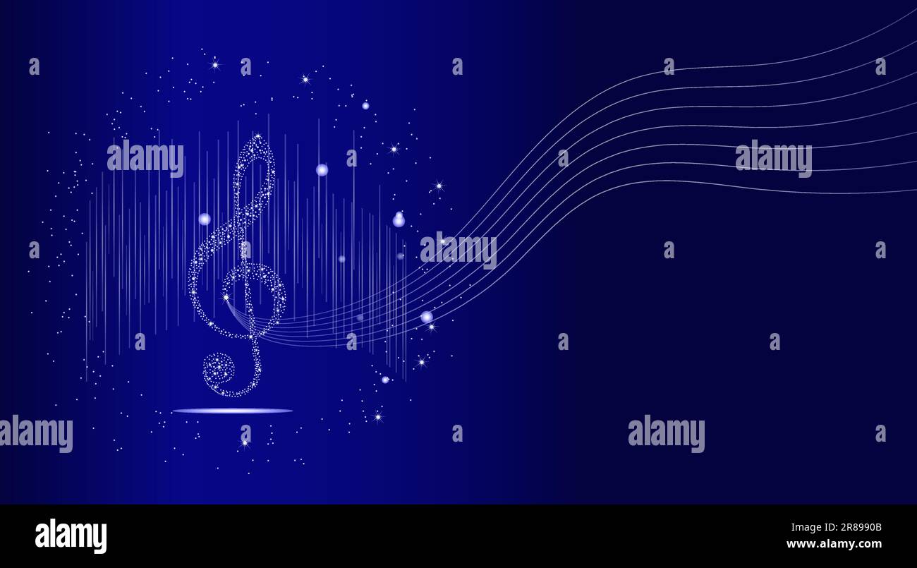 Musikalischer Hintergrund mit Noten und Noten und 3D-Effekten in Goldtönen auf schwarzem Hintergrund Stock Vektor