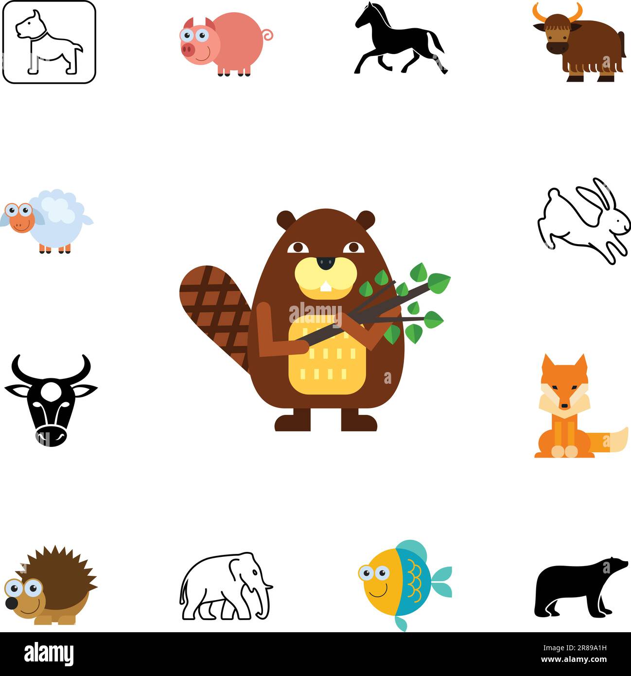 Symbolsatz für Tierarten Stock Vektor