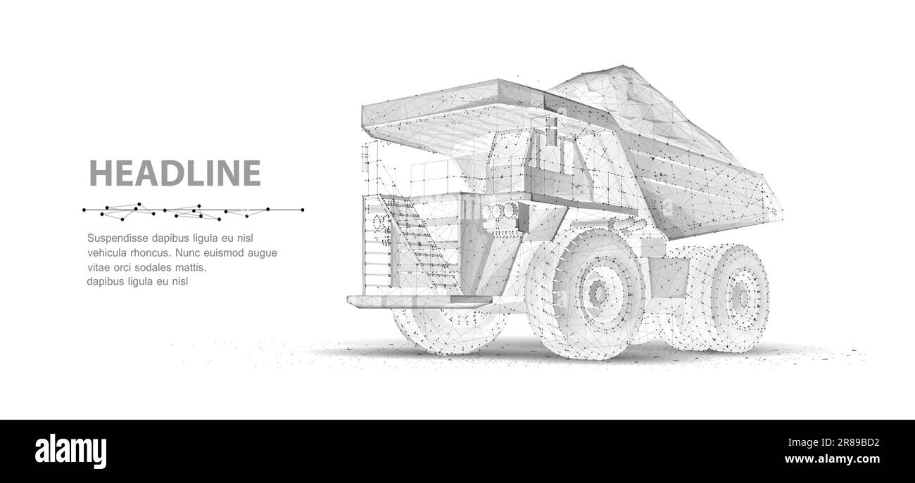 Schwerer Kipplaster. Abstract 3D großer Kipper. Bergbaumaschinen, Industrieausrüstung, große Karriere, offene Gewinnung, Anthrazitkohle, Goldbergbau Stock Vektor