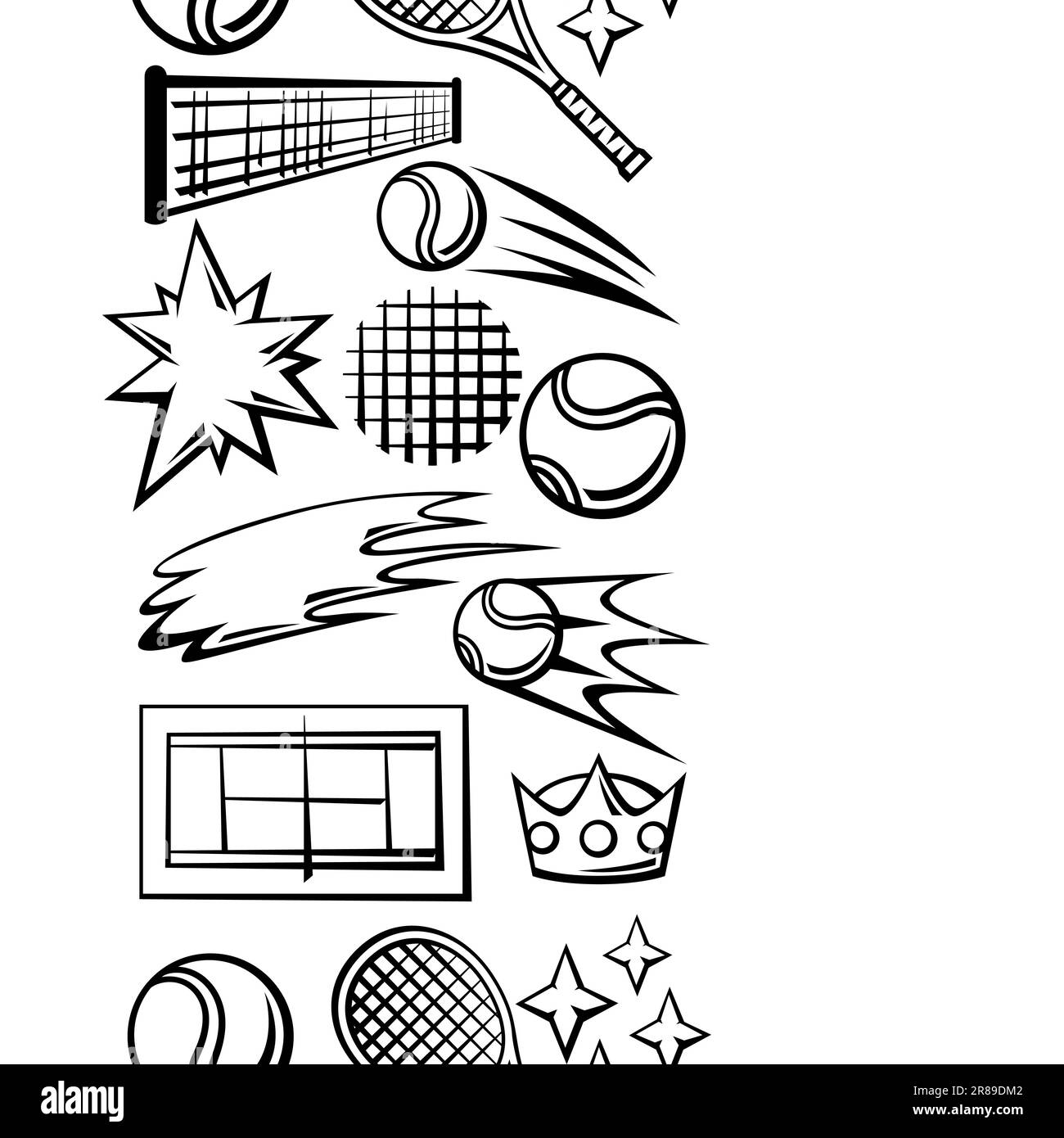 Muster mit Tennisartikeln. Sportverein-Illustration. Stock Vektor