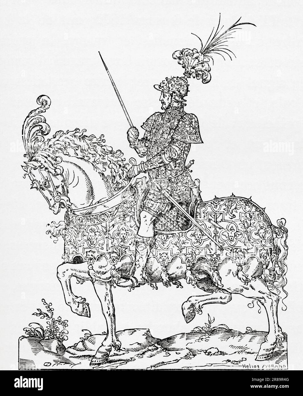 Heinrich II., nach der Gravur von Geoffroy Tory, 1549. Heinrich II., 1519-1559. König von Frankreich. Aus Histoire de La Gravure, veröffentlicht 1880 Stockfoto