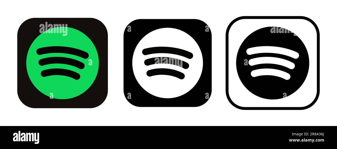 Spotify-Symbol. Grünes Spotify-Logo. Symbol für Musik und Podcasts. Spotify Online-Vektor. Redaktionelles Symbol. Isoliertes Logo Stock Vektor