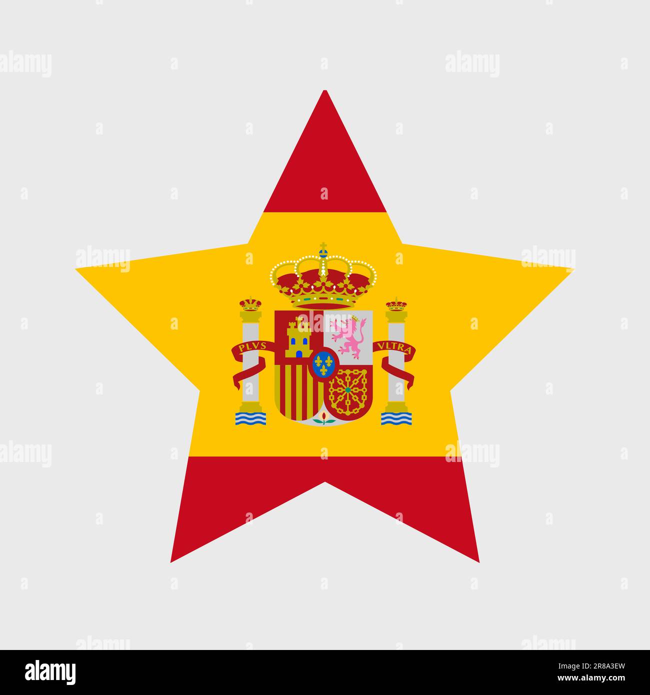 Spanien Flaggenvektorsymbole Satz von Illustrationen in Form von Herz, Stern, Kreis und Karte. Stock Vektor