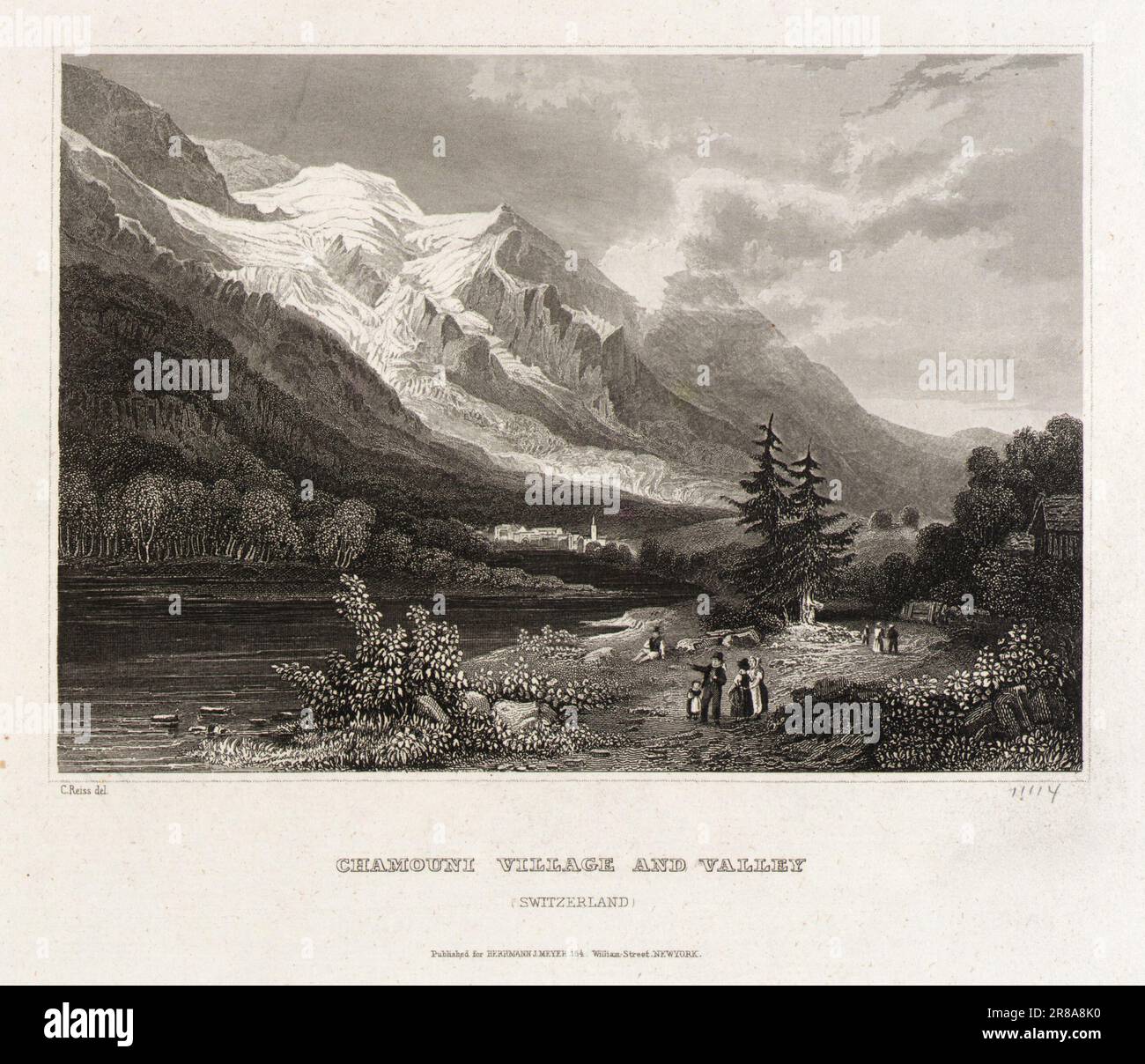 Chamounix Village and Valley n.d. von C. Reiss, Swiss, n.d. Stockfoto