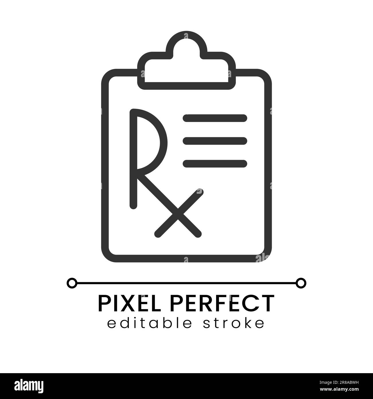 Medizinisches Pixel-perfektes lineares Symbol für verschreibungspflichtige Medikamente Stock Vektor