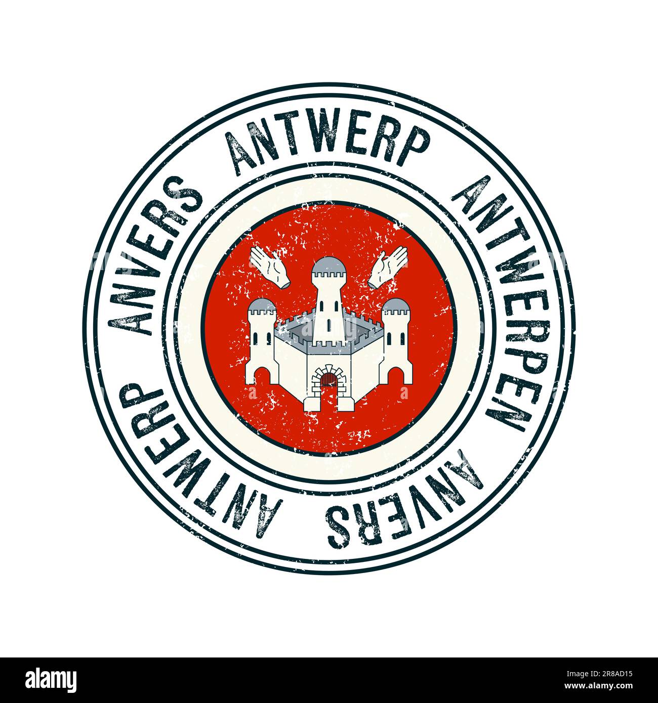 Antwerpen, Belgien, Stadtvektor-Grunge-Gummistempel auf weißem Hintergrund Stock Vektor